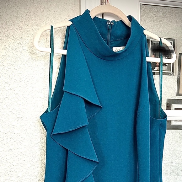 Eliza J Dark Teal with Ruffle Dress - Picture 1 of 3
